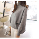 Muridou New Winter Women Sweater Fashion Turtleneck Sweater Batwing Sleeve Pullovers Loose Knitted Sweater Females Jumper Tops