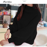 Muridou New Winter Women Sweater Fashion Turtleneck Sweater Batwing Sleeve Pullovers Loose Knitted Sweater Females Jumper Tops