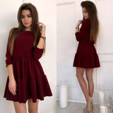 New Arrived 2018 Women Vintage Three Quarter Fashion Ruffles Summer Dress O-Neck Casual Loose Mini A-Line Dresses