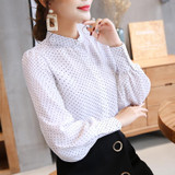 new arrived 2018 spring blouse women white shirt female long sleeve Chiffon Blouse office lady dot bottoming D469 30