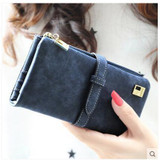 New Arrive Women Brand Long Purse Clutch 2017 Fashion Retro Matte Stitching Wallet Women Casual Hasp Dollar Price Wallet Handbag