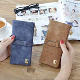 New Arrive Women Brand Long Purse Clutch 2017 Fashion Retro Matte Stitching Wallet Women Casual Hasp Dollar Price Wallet Handbag