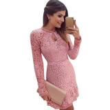 New Arrive Vestidos Women Fashion Casual Lace Dress 2017 O-Neck Sleeve Pink Evening Party Dresses Vestido de festa Brasil Trend New Arrive Vestidos Women Fashion Casual Lace Dress 2017 O-Neck Sleeve Pink Evening Party Dresses Vestido de festa Brasil Trend