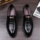 New Arrive Slip-on Leather Shoes Men's Shoes British Business Suits Crocodile Grain Wingtip Shoes Patent Leather Shoes