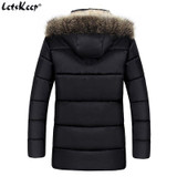 New 2017 Letskeep fur hooded parka men thick long warm winter parka mens casual parkas Jacket with fur collar big size MA425