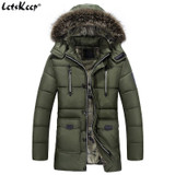 New 2017 Letskeep fur hooded parka men thick long warm winter parka mens casual parkas Jacket with fur collar big size MA425