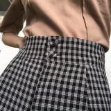 New 2017 Korean Fashion Plaid Casual Loose Women Wide Pants 416187 Un pantalon