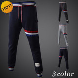 New 2017 Indoor Elastic Waist Stripe Karen Stripe Baggy Traning foot beam Track Harem Pants Men Fitness Men's SweatPants