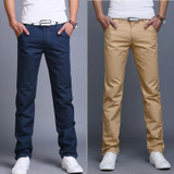New 2017 high quality Pure cotton thin Men's pure color straight Casual pants Men Slim business Leisure pants trousers