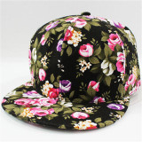 New 2017 Floral Printing Women's Snapback Caps Nice Baseball Cap Hip Hop Flat Hats Fashion gorras mujer Cap With Straight Visor