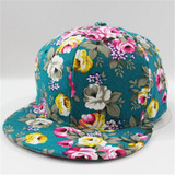 New 2017 Floral Printing Women's Snapback Caps Nice Baseball Cap Hip Hop Flat Hats Fashion gorras mujer Cap With Straight Visor