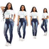 New 2017 Fashion Womens Skinny Ripped Knee Hole Denim Jeans Pants Pencil Stretch Casual Trousers