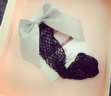 New 2017 Fashion Women Ruffle Large Fishnet Ankle High Socks Bow Tie Mesh Lace Fish Net Short Socks