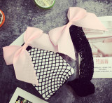 New 2017 Fashion Women Ruffle Large Fishnet Ankle High Socks Bow Tie Mesh Lace Fish Net Short Socks