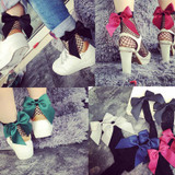 New 2017 Fashion Women Ruffle Large Fishnet Ankle High Socks Bow Tie Mesh Lace Fish Net Short Socks