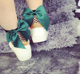 New 2017 Fashion Women Ruffle Large Fishnet Ankle High Socks Bow Tie Mesh Lace Fish Net Short Socks