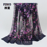 new 2017 fashion Style print long scarf women silk chiffon shawl thin shawls  printing polyester scarves Winter wholesale FZ053