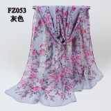 new 2017 fashion Style print long scarf women silk chiffon shawl thin shawls  printing polyester scarves Winter wholesale FZ053