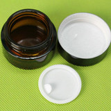 20G amber glass cream jar,cosmetic container,Cosmetic Jar with black lid glass bottle