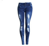 2083 New 2017 Women's Autumn Vintage Embroidery Sexy Ripped Jeans Pencil Stretch Denim Pants Female Slim Skinny Trousers Jeans