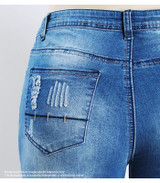 2081 Youaxon Women`s Chic Distressed Plus Size Brand New Mid Waist Stretch Skinny Pencil Pants Jeans For Women True Denim Jean