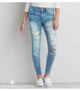 2074 Youaxon Women`s Brand New Fashion Mid High Waist Stretch Vintage Wash Ripped Skinny Denim Pants Jeans For Women