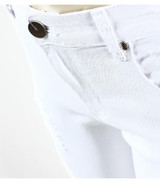 2067 Youaxon Women`s Distressed Curvy White Mid High Waist Stretch Denim Pants Ripped Skinny Jeans For Woman Jean