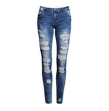 2045 New 2017 Hot Fashion Ladies Cotton Denim Pants Stretch Womens Bleach Ripped Skinny Jeans Denim Jeans For Female