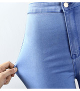 2042 Youaxon Women`s High Waist Stretch Ripped Knees Distressed Skinny Denim Jean Pants Jeans Woman