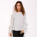 2018 ZANZEA Womens Spring Flounce Long Sleeves Blouse Office Ladies Elegant Polka Dot Print Loose Casual Chiffon Tops Shirt