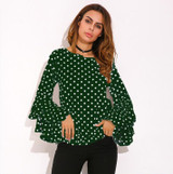 2018 ZANZEA Womens Spring Flounce Long Sleeves Blouse Office Ladies Elegant Polka Dot Print Loose Casual Chiffon Tops Shirt