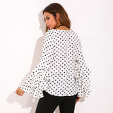 2018 ZANZEA Womens Spring Flounce Long Sleeves Blouse Office Ladies Elegant Polka Dot Print Loose Casual Chiffon Tops Shirt