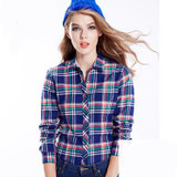 2018 Women's Plaid Shirt Blusas Blouses Women Females Fashion 100% Cotton Brushed Casual Shirts Blouses Blusas Clothing