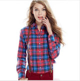 2018 Women's Plaid Shirt Blusas Blouses Women Females Fashion 100% Cotton Brushed Casual Shirts Blouses Blusas Clothing