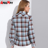 2018 Women's Plaid Shirt Blusas Blouses Women Females Fashion 100% Cotton Brushed Casual Shirts Blouses Blusas Clothing