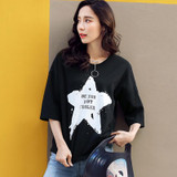 2018 Women's New Summer women t shirt Loose White Print Short Sleeve Casual Cotton T-Shirt bts friends tv