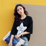2018 Women's New Summer women t shirt Loose White Print Short Sleeve Casual Cotton T-Shirt bts friends tv