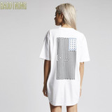 2018 women's fashion and leisure T-shirts female short sleeved stars print back old leisure T-shirts large size summer clothes