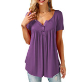 2018 Women T-shirts Split Neck Short Sleeve Tees Tunic Tee Shirt Femme Shirt Women Tops