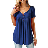 2018 Women T-shirts Split Neck Short Sleeve Tees Tunic Tee Shirt Femme Shirt Women Tops