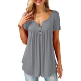 2018 Women T-shirts Split Neck Short Sleeve Tees Tunic Tee Shirt Femme Shirt Women Tops