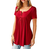2018 Women T-shirts Split Neck Short Sleeve Tees Tunic Tee Shirt Femme Shirt Women Tops