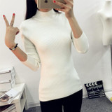 2018 Women Sweater Women fashion Slim Solid Autumn and Winter Knitted Warm Turtleneck Pullover Women Sweater