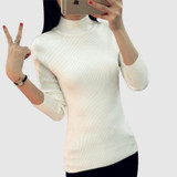 2018 Women Sweater Women fashion Slim Solid Autumn and Winter Knitted Warm Turtleneck Pullover Women Sweater