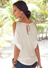 2018 Slit Sleeve Cold Shoulder Tops Shirt Women Casual Spring Summer T Shirt Girl Tee T shirt Loose Top T-Shirt Plus Size