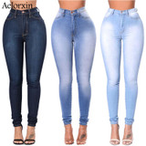 2018 Slim Jeans for Women Skinny High Waist Jeans Woman Blue Denim Pencil Pants Stretch Waist Women Jeans Pants Calca Feminina