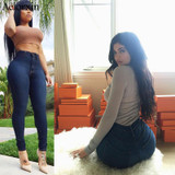 2018 Slim Jeans for Women Skinny High Waist Jeans Woman Blue Denim Pencil Pants Stretch Waist Women Jeans Pants Calca Feminina
