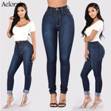 2018 Slim Jeans for Women Skinny High Waist Jeans Woman Blue Denim Pencil Pants Stretch Waist Women Jeans Pants Calca Feminina