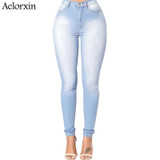 2018 Slim Jeans for Women Skinny High Waist Jeans Woman Blue Denim Pencil Pants Stretch Waist Women Jeans Pants Calca Feminina
