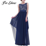 2018 Sexy Womens Elegant Flower Maxi Lace Dress vestido de festa Backless Dress Fashion Pageant Princess Party Formal Long Dress